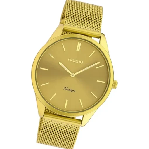 Oozoo Damen Armbanduhr Ultra Slim Quarzwerk Edelstahl mustard UOC20005