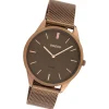 Oozoo Damen Armbanduhr Ultra Slim Quarzwerk Edelstahl braun UOC20009