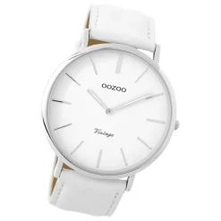 Oozoo Damen Armbanduhr Ultra Slim C9310 Analog Leder weiß UOC9310