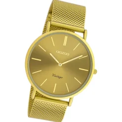 Oozoo Damen Armbanduhr Ultra Slim C20000 Quarz Edelstahl senfgelb UOC20000