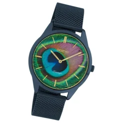 Oozoo Damen Armbanduhr Ultra Slim C10252 Analog Edelstahl blau UOC10252