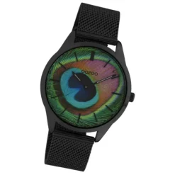 Oozoo Damen Armbanduhr Ultra Slim C10253 Analog Edelstahl schwarz UOC10253