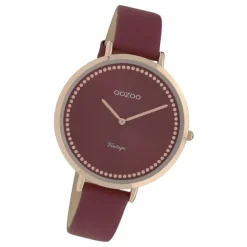 Oozoo Damen Armbanduhr Ultra Slim C9851 Analog Leder weinrot UOC9851