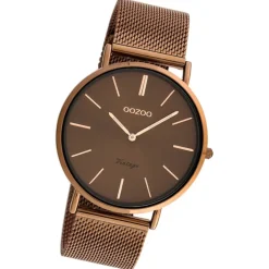 Oozoo Damen Armbanduhr Ultra Slim Quarzwerk Edelstahl rosegold UOC20004