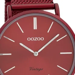 Oozoo Damen Armbanduhr Ultra Slim Quarzwerk Edelstahl burgund UOC20001
