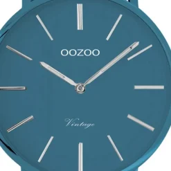Oozoo Damen Armbanduhr Ultra Slim C9878 Analog Leder blau UOC9878