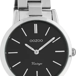 Oozoo Damen Armbanduhr Ultra Slim Edelstahl silber schwarz UOC20111