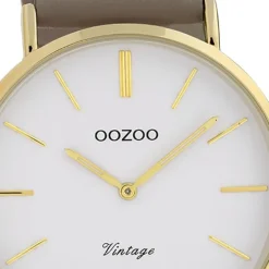 Oozoo Damen Armbanduhr Ultra Slim Leder gold UOC20080