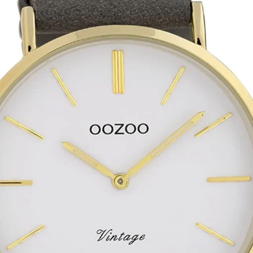Oozoo Damen Armbanduhr Ultra Slim Leder dunkelgrau UOC20079