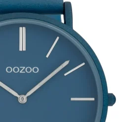 Oozoo Damen Armbanduhr Ultra Slim C9877 Quarzwerk Leder hellblau UOC9877