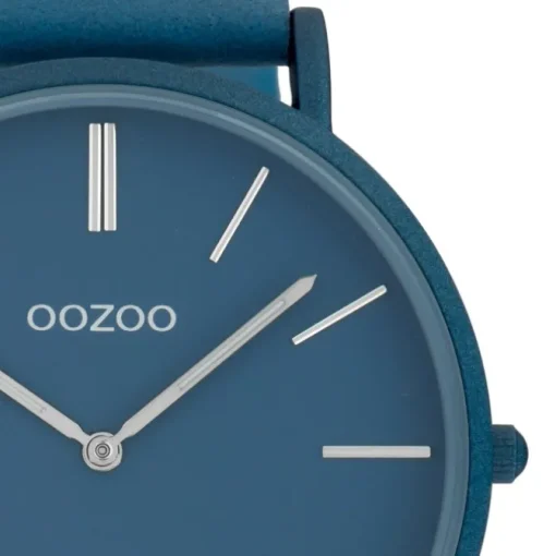 Oozoo Damen Armbanduhr Ultra Slim C9877 Quarzwerk Leder hellblau UOC9877
