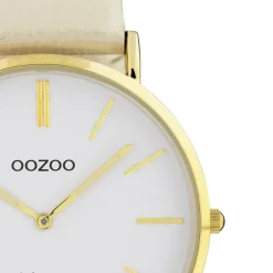 Oozoo Damen Armbanduhr Ultra Slim C9961 Quarzwerk Leder creme UOC9961