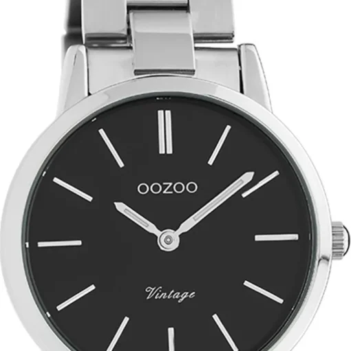 Oozoo Damen Armbanduhr Ultra Slim Edelstahl silber schwarz UOC20111