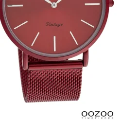 Oozoo Damen Armbanduhr Ultra Slim Quarzwerk Edelstahl burgund UOC20001