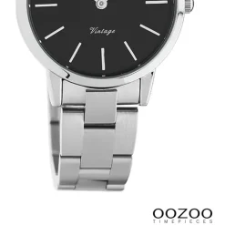 Oozoo Damen Armbanduhr Ultra Slim Edelstahl silber schwarz UOC20111