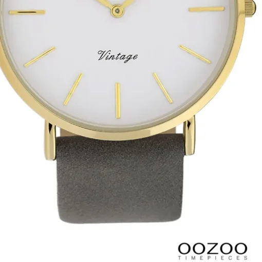 Oozoo Damen Armbanduhr Ultra Slim Leder dunkelgrau UOC20079