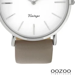 Oozoo Damen Armbanduhr Ultra Slim Leder grau, taupe UOC20076