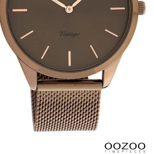 Oozoo Damen Armbanduhr Ultra Slim Quarzwerk Edelstahl braun UOC20009