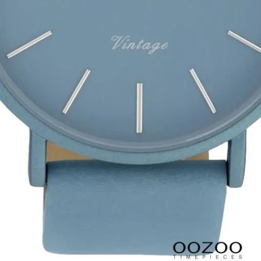 Oozoo Damen Armbanduhr Ultra Slim C9877 Quarzwerk Leder hellblau UOC9877