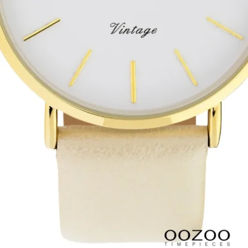 Oozoo Damen Armbanduhr Ultra Slim C9961 Quarzwerk Leder creme UOC9961