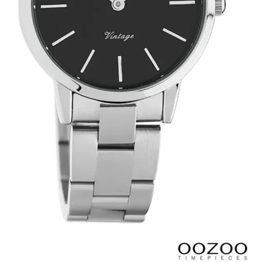 Oozoo Damen Armbanduhr Ultra Slim Edelstahl silber schwarz UOC20111