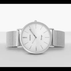 Oozoo Damen Armbanduhr Ultra Slim C9341 Analog Edelstahl silber UOC9341