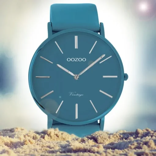 Oozoo Damen Armbanduhr Ultra Slim C9878 Analog Leder blau UOC9878