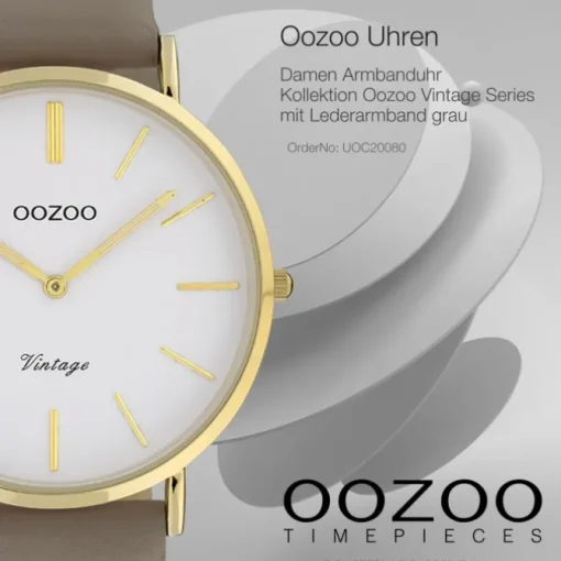 Oozoo Damen Armbanduhr Ultra Slim Leder gold UOC20080