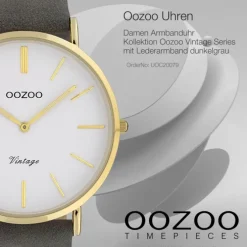 Oozoo Damen Armbanduhr Ultra Slim Leder dunkelgrau UOC20079