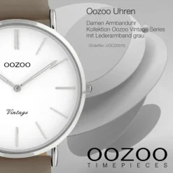 Oozoo Damen Armbanduhr Ultra Slim Leder grau, taupe UOC20076
