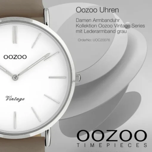 Oozoo Damen Armbanduhr Ultra Slim Leder grau, taupe UOC20076