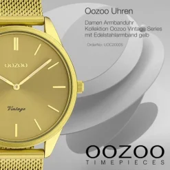 Oozoo Damen Armbanduhr Ultra Slim Quarzwerk Edelstahl mustard UOC20005