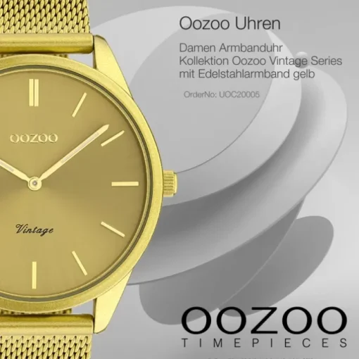 Oozoo Damen Armbanduhr Ultra Slim Quarzwerk Edelstahl mustard UOC20005