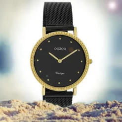 Oozoo Damen Armbanduhr Ultra Slim C20058 Analog Edelstahl schwarz UOC20058