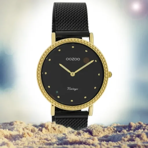 Oozoo Damen Armbanduhr Ultra Slim C20058 Analog Edelstahl schwarz UOC20058