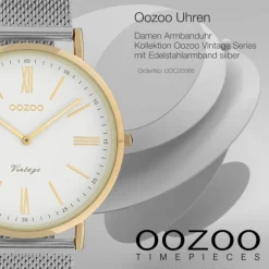 Oozoo Damen Armbanduhr Ultra Slim Analog Edelstahl silber gold UOC20066