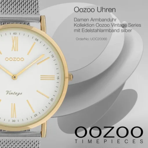 Oozoo Damen Armbanduhr Ultra Slim Analog Edelstahl silber gold UOC20066