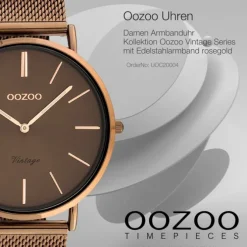 Oozoo Damen Armbanduhr Ultra Slim Quarzwerk Edelstahl rosegold UOC20004