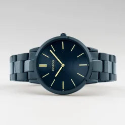 Oozoo Damen Armbanduhr Ultra Slim C20105 Analog Edelstahl dunkelblau UOC20105
