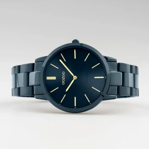 Oozoo Damen Armbanduhr Ultra Slim C20105 Analog Edelstahl dunkelblau UOC20105