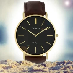Oozoo Damen Armbanduhr Ultra Slim C9833 Analog Leder rotbraun UOC9833