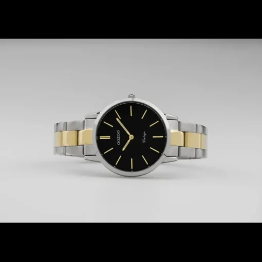 Oozoo Damen Armbanduhr Ultra Slim C20107 Analog Edelstahl silber gold UOC20107