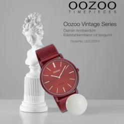 Oozoo Damen Armbanduhr Ultra Slim Quarzwerk Edelstahl burgund UOC20001