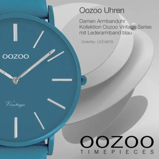 Oozoo Damen Armbanduhr Ultra Slim C9878 Analog Leder blau UOC9878