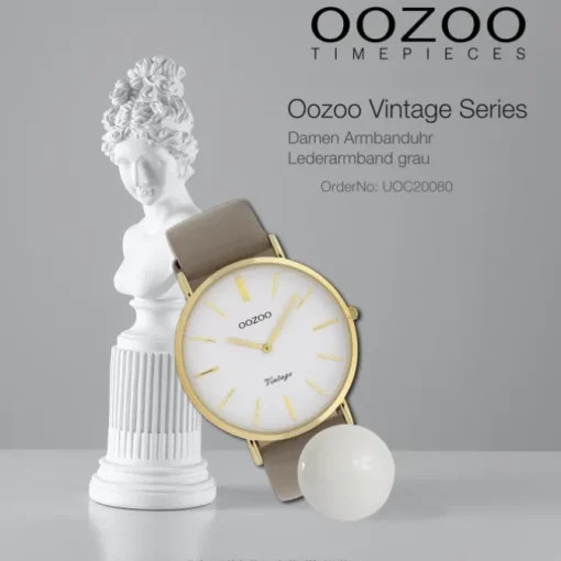 Oozoo Damen Armbanduhr Ultra Slim Leder gold UOC20080