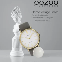 Oozoo Damen Armbanduhr Ultra Slim Leder dunkelgrau UOC20079
