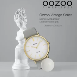Oozoo Damen Armbanduhr Ultra Slim Leder grau UOC20078