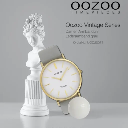 Oozoo Damen Armbanduhr Ultra Slim Leder grau UOC20078