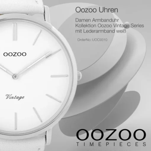 Oozoo Damen Armbanduhr Ultra Slim C9310 Analog Leder weiß UOC9310