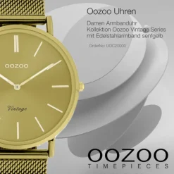Oozoo Damen Armbanduhr Ultra Slim C20000 Quarz Edelstahl senfgelb UOC20000